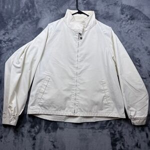 London Fog Harrington Jacket Mens 46 Regular Cream Vintage USA Made Full Zip